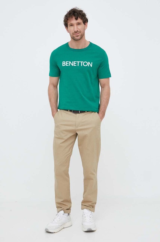 United Colors of Benetton t-shirt bawełniany 3I1XU100A.919 zielony SS23