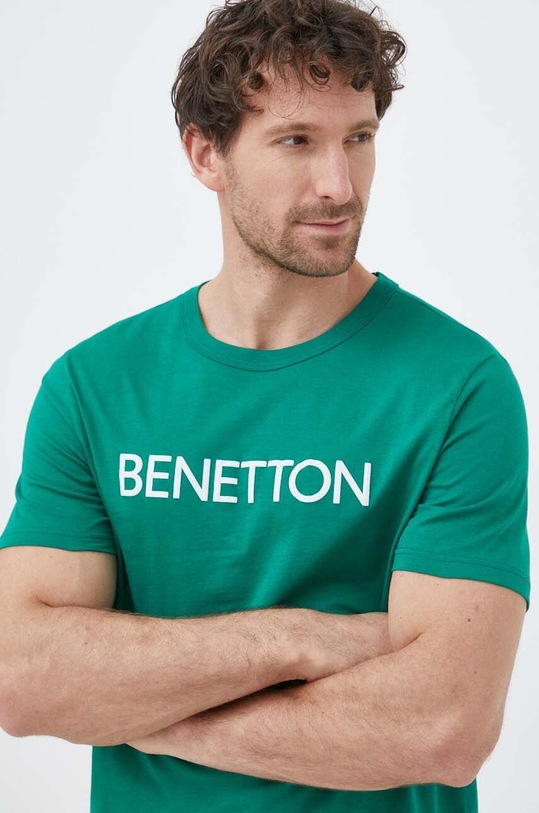 United Colors of Benetton t-shirt bawełniany zielony 3I1XU100A.919