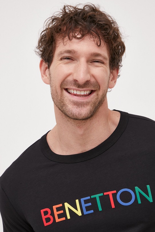 United Colors of Benetton t-shirt bawełniany czarny 3I1XU100A.916