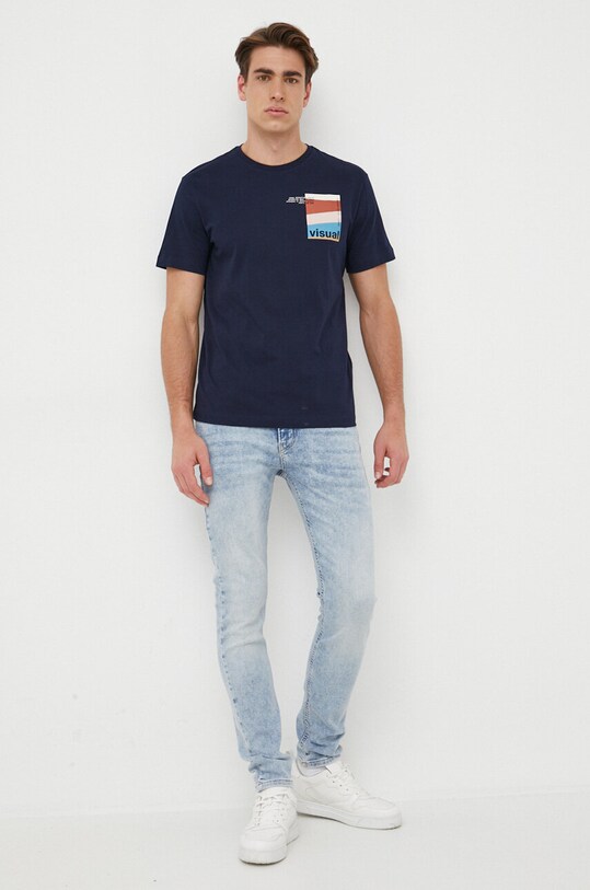United Colors of Benetton t-shirt bawełniany 3YR3U104T.903 granatowy SS23