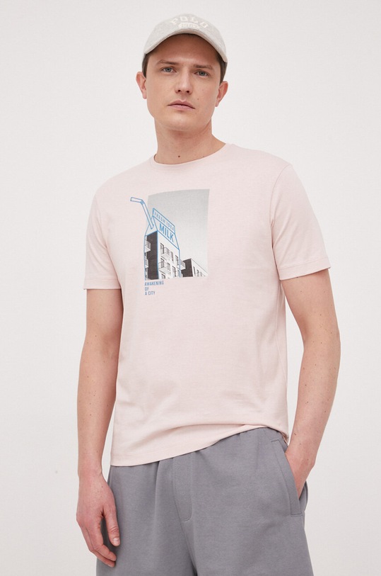 United Colors of Benetton t-shirt bawełniany różowy 3YR3U104T.3V5