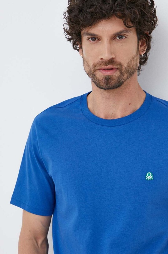 United Colors of Benetton t-shirt bawełniany niebieski 3MI5J1AF7.0W5