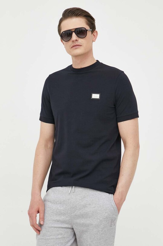 Karl Lagerfeld t-shirt elasztánnal sötétkék 532221.755022