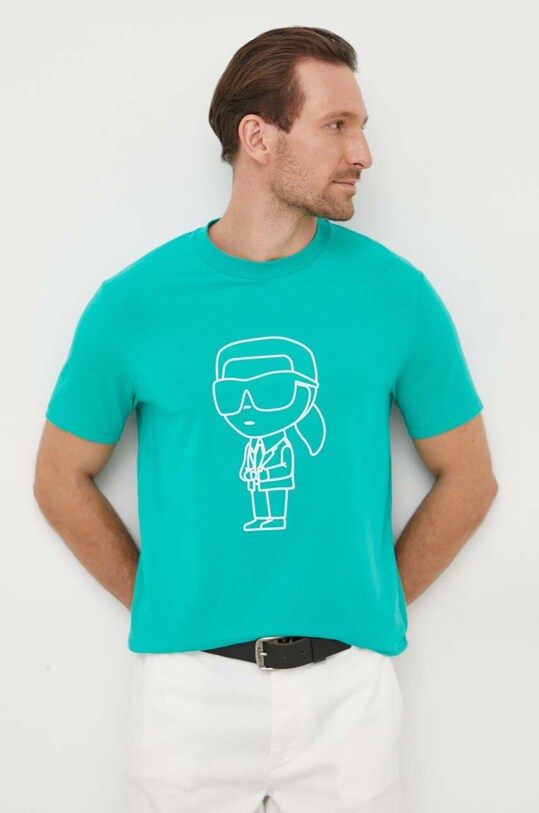 Karl Lagerfeld t-shirt z elastanem zielony 532221.755082
