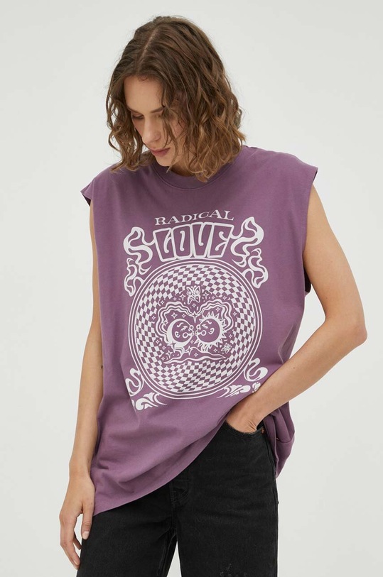 Βαμβακερό μπλουζάκι Levi's A5337.0000 μωβ SS23
