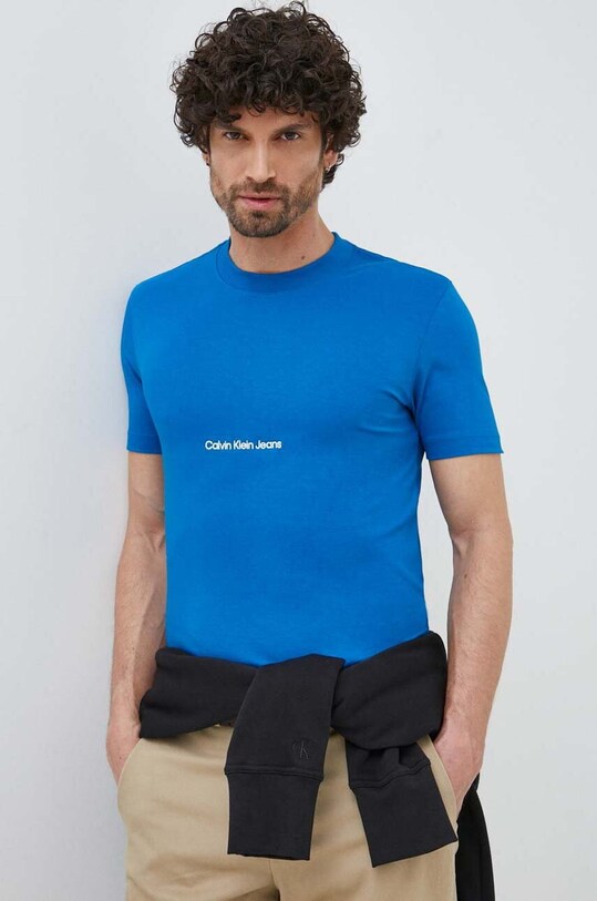 Calvin Klein Jeans t-shirt bawełniany aplikacja niebieski J30J322848.PPYX