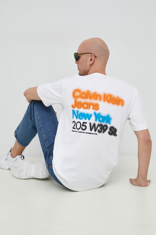 Îmbrăcăminte Calvin Klein Jeans tricou din bumbac J30J322881.PPYX alb