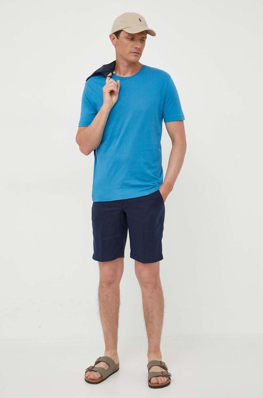 United Colors of Benetton t-shirt bawełniany 3P7XU1058.18Q niebieski SS23