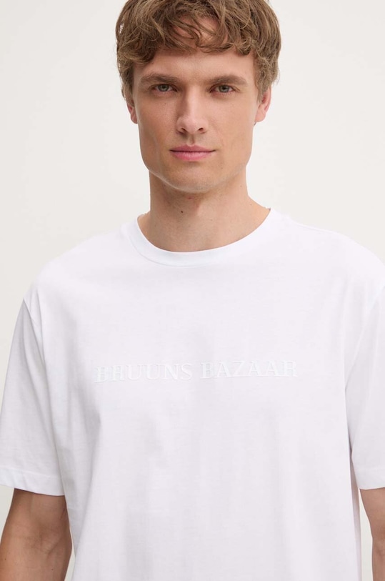 Bruuns Bazaar t-shirt bawełniany Gus biały BBM1542