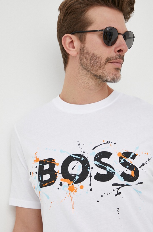 BOSS pamut póló BOSS ORANGE fehér 50491718