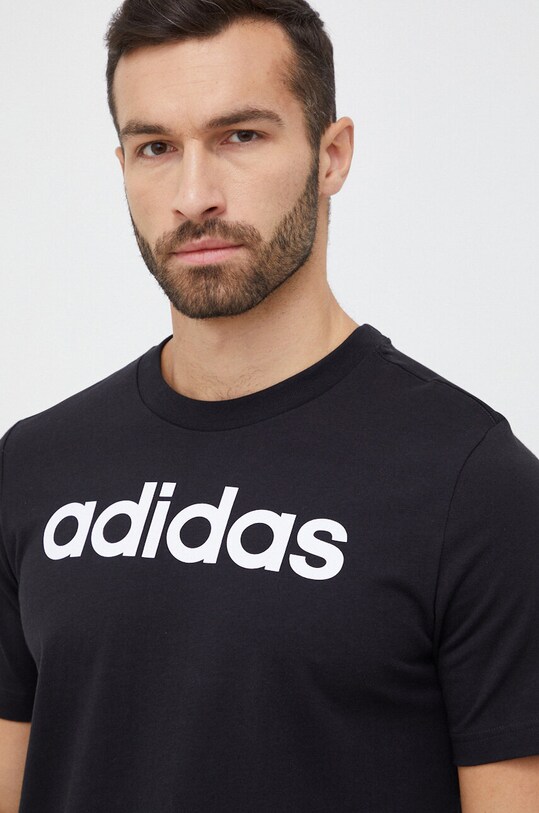 Памучна тениска adidas IC9274 черен