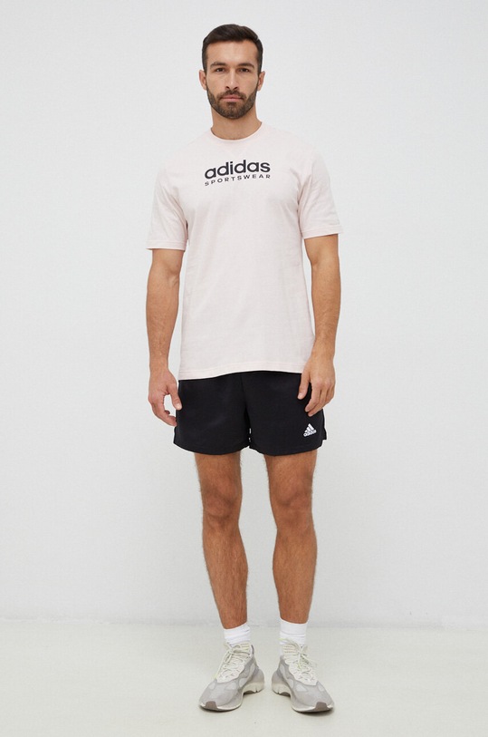 adidas t-shirt bawełniany IC9810 różowy SS23