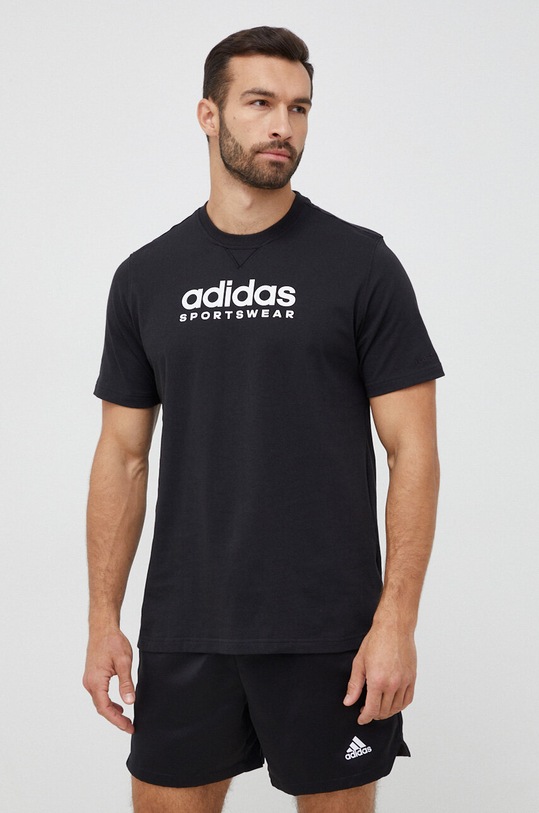 Bavlněné tričko adidas potisk černá IC9815