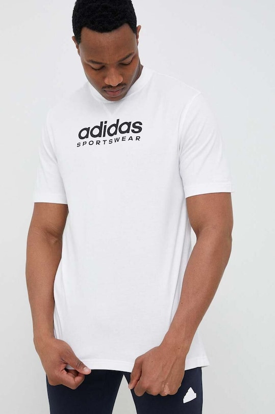 Хлопковая футболка adidas узор белый IC9821