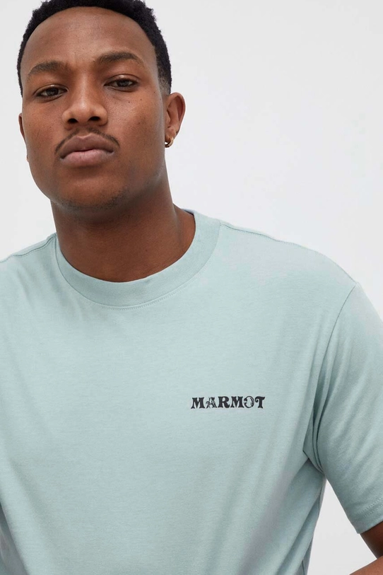 Marmot t-shirt bawełniany M14126 turkusowy