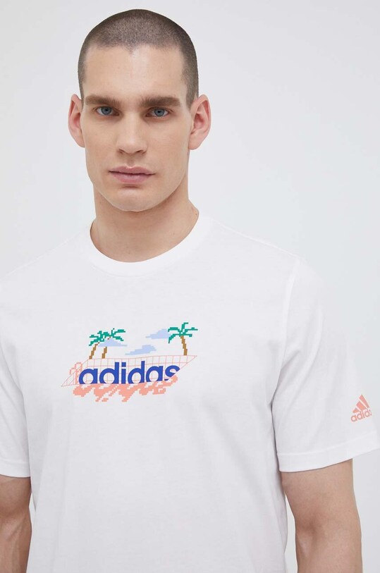 adidas t-shirt bawełniany biały HS2528