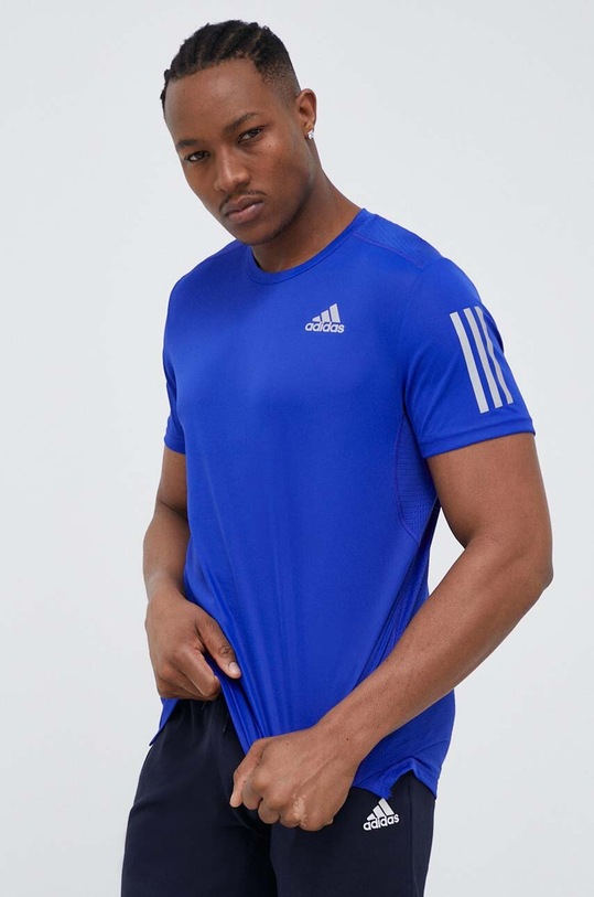 adidas Performance tricou de alergare Own the Run print albastru IC7640