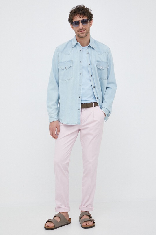 Joop! t-shirt bawełniany 30034925 turkusowy AW23