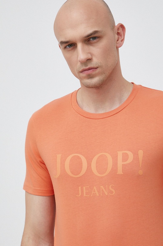 Joop! t-shirt bawełniany nadruk pomarańczowy 30036021