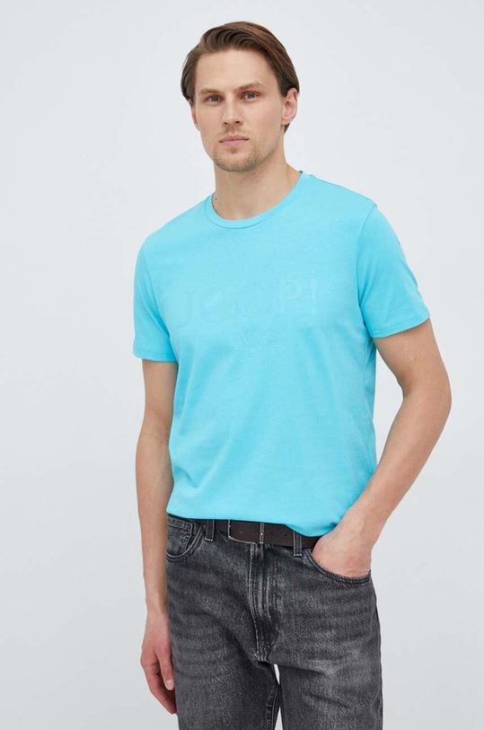 Joop! t-shirt bawełniany nadruk turkusowy 30036021