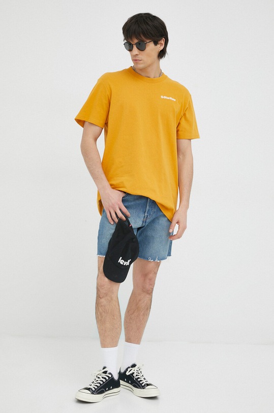G-Star t-shirt bawełniany D22825.C336 pomarańczowy SS23