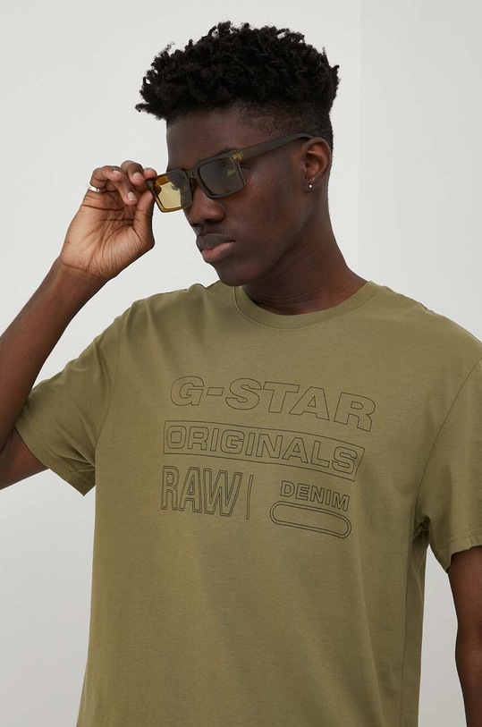 G-Star t-shirt bawełniany nadruk zielony D22775.C506