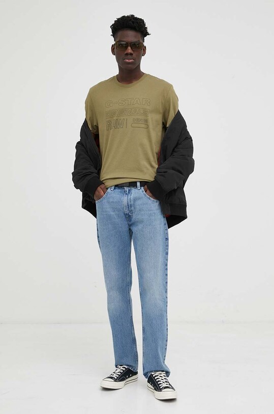 G-Star Raw t-shirt bawełniany D22775.C506 zielony SS23
