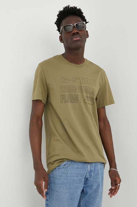 G-Star t-shirt bawełniany zielony D22775.C506
