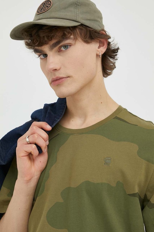 G-Star t-shirt bawełniany wzorzyste zielony D22805.C721