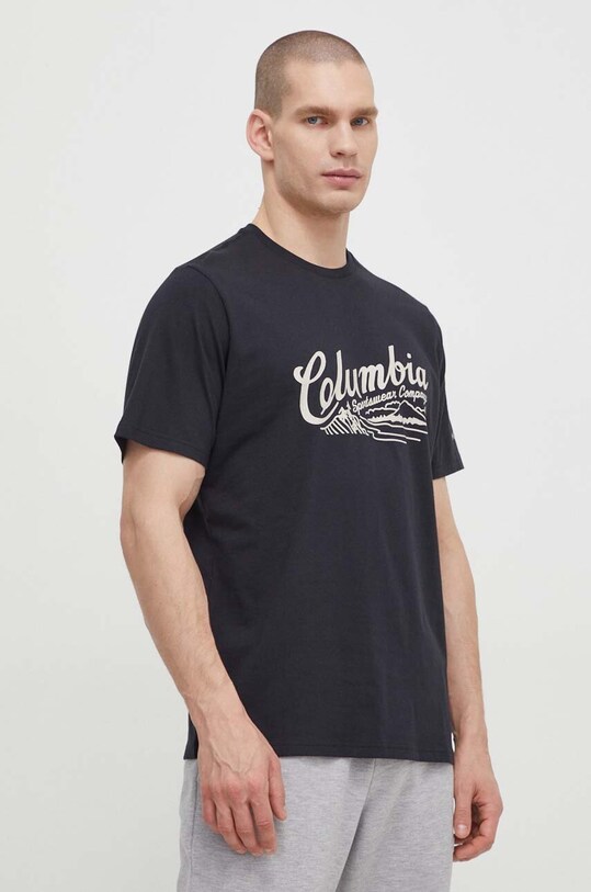 Columbia tricou din bumbac Rockaway River negru 2022181