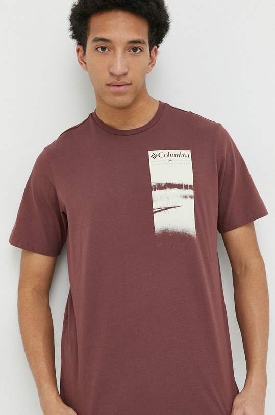 Columbia t-shirt bawełniany Explorers Canyon bordowy 2036441