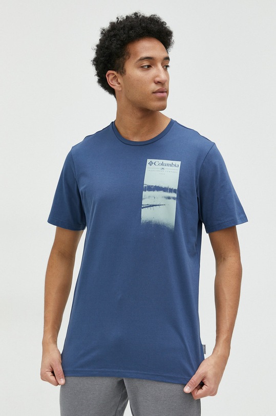Columbia tricou din bumbac Explorers Canyon albastru 2036441
