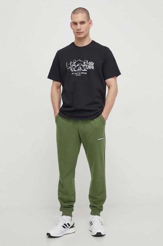 Columbia t-shirt bawełniany Explorers Canyon 2036441 czarny SS25