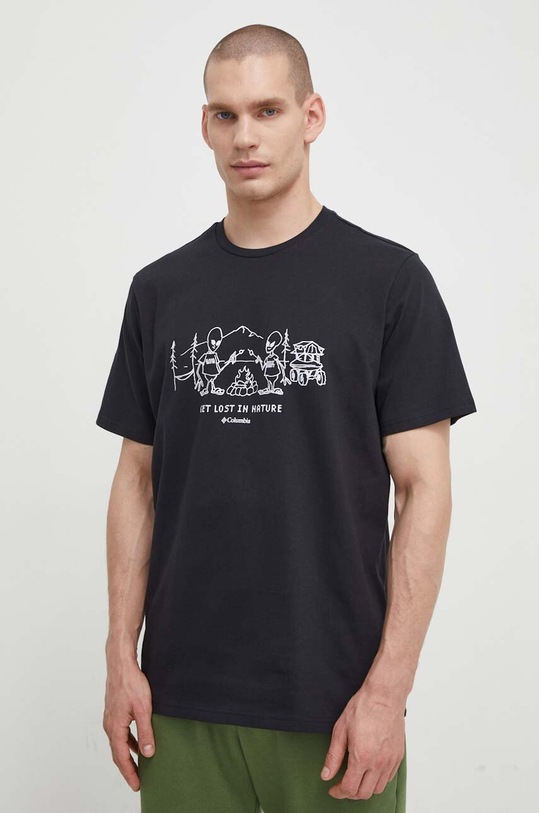 Columbia t-shirt bawełniany Explorers Canyon czarny 2036441