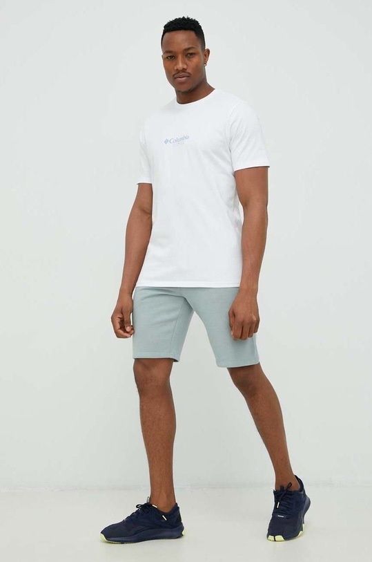 Columbia t-shirt bawełniany Explorers Canyon 2036451 biały SS25
