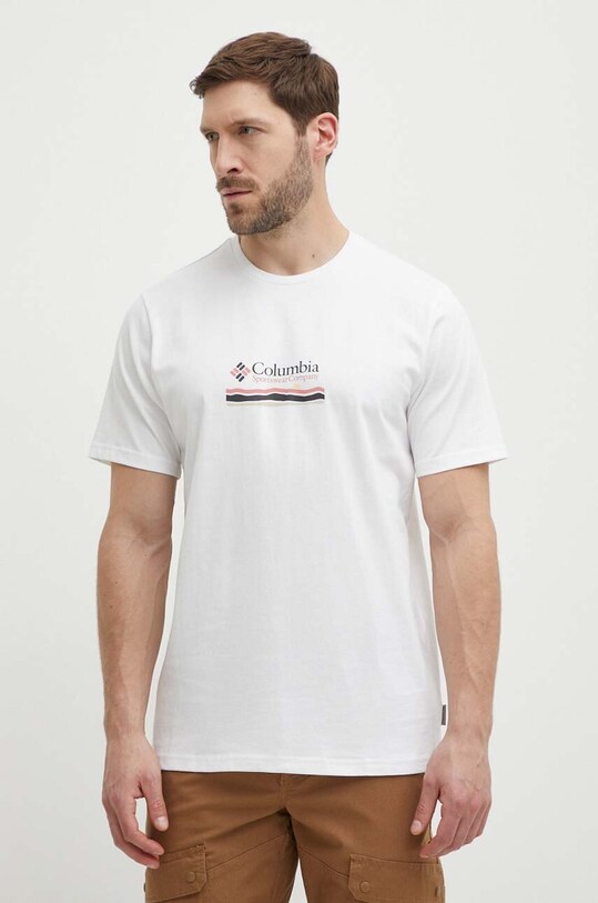 Columbia t-shirt bawełniany Explorers Canyon nadruk biały 2036451