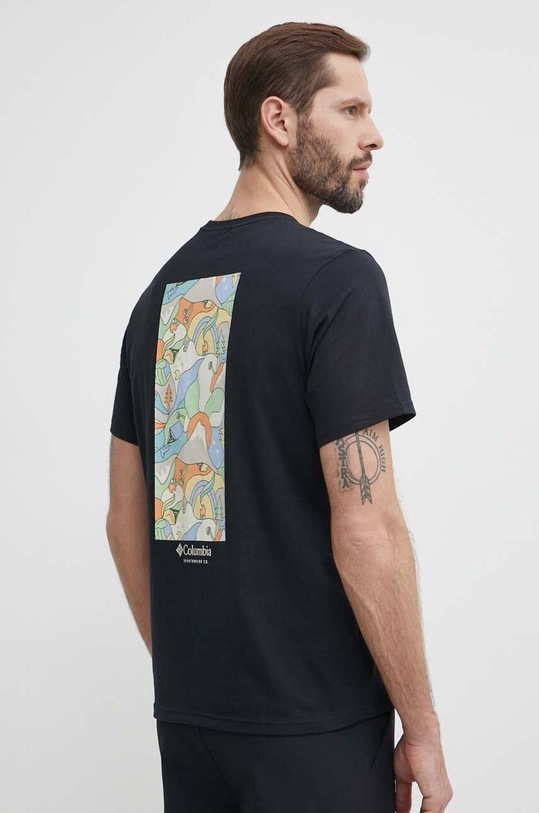 Columbia t-shirt bawełniany Explorers Canyon czarny 2036451