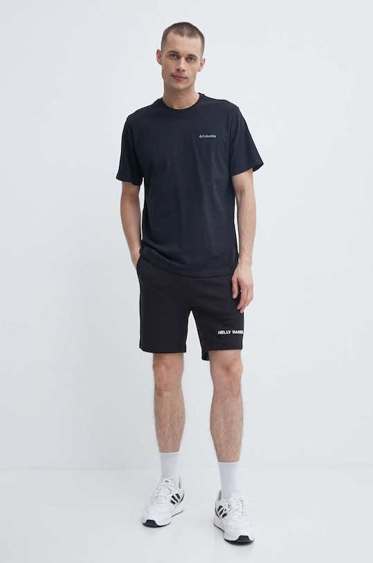 Βαμβακερό μπλουζάκι Columbia 2036451 μαύρο SS25