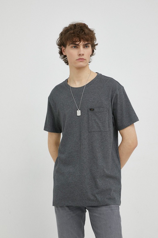 Lee t-shirt bawełniany L66JWTON szary SS23