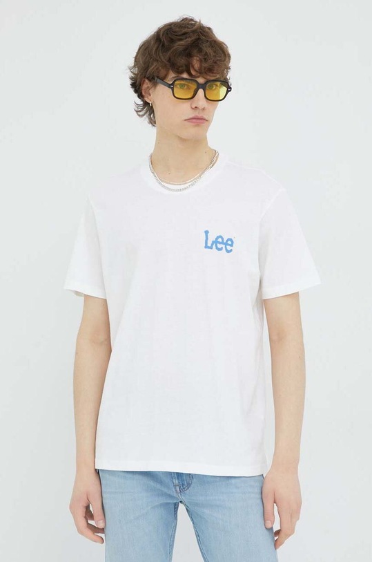 Lee t-shirt bawełniany beżowy LL04FQLJ