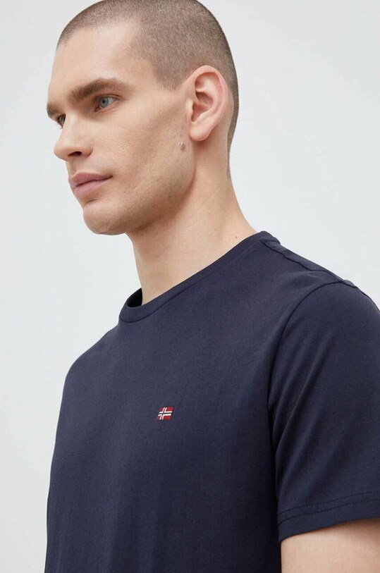 Napapijri tricou din bumbac uni bleumarin NP0A4H8D1761