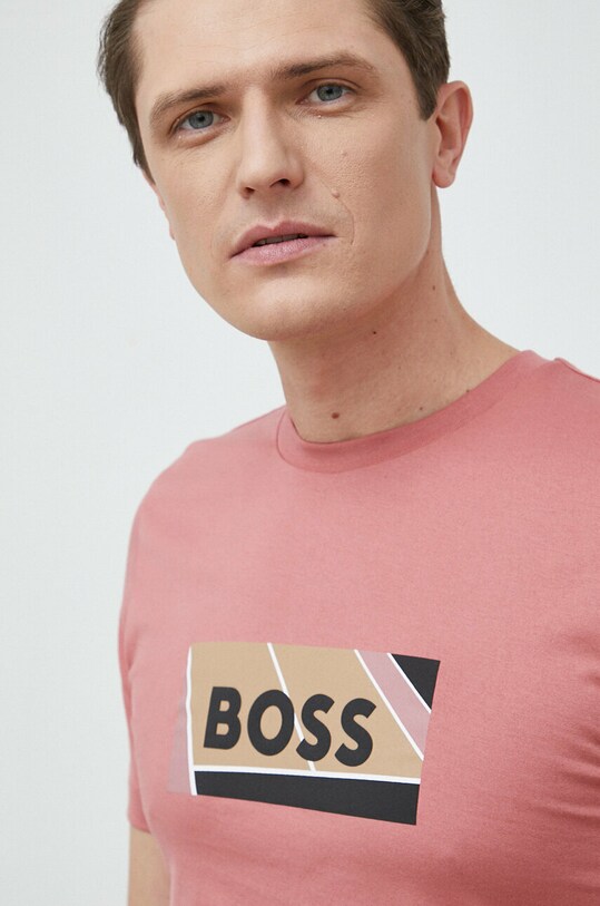 Хлопковая футболка BOSS розовый 50486210