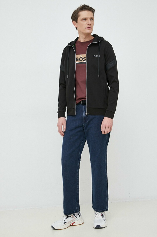 BOSS t-shirt bawełniany 50486210 bordowy SS23