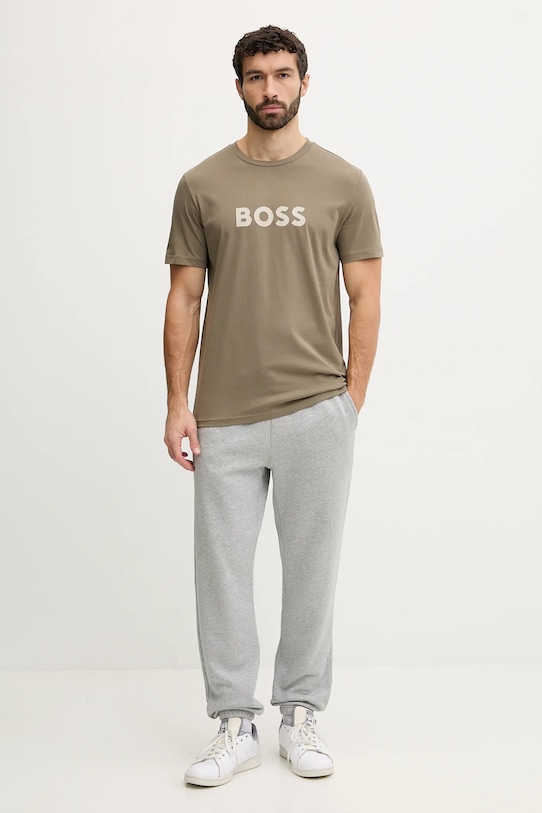 Pamučna majica BOSS 50491706 smeđa AA00