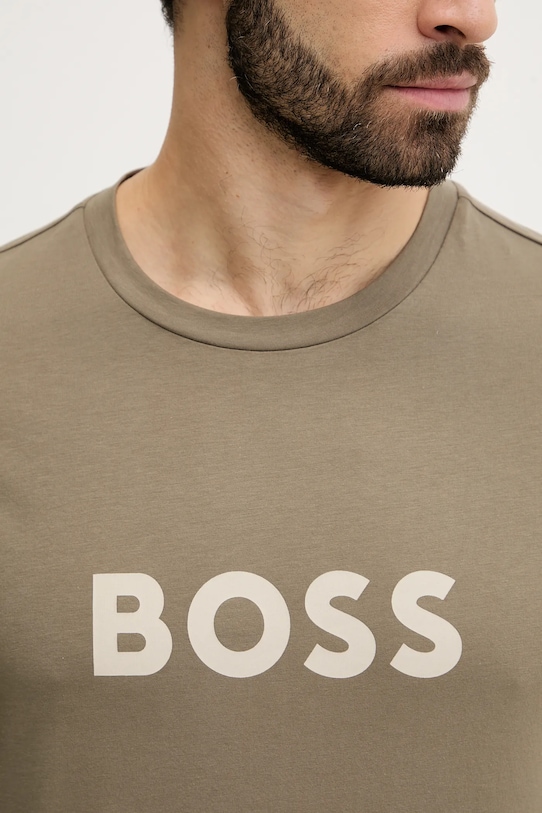 Βαμβακερό μπλουζάκι BOSS San Jared-C 50491706 πράσινο