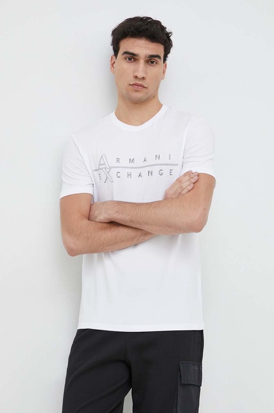 Armani Exchange t-shirt z elastanem biały 3RZTBR.ZJAAZ
