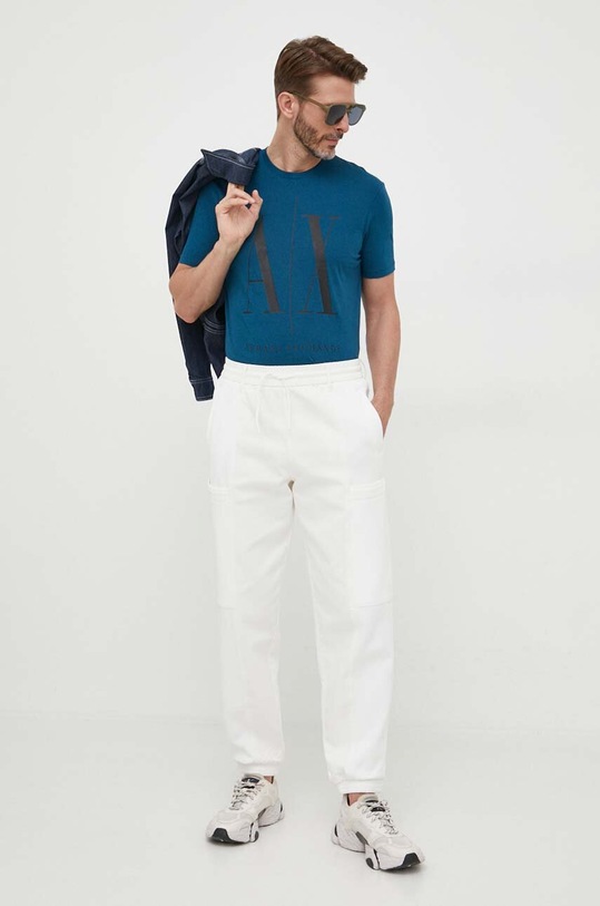 Armani Exchange t-shirt bawełniany 8NZTPA.ZJH4Z turkusowy SS24