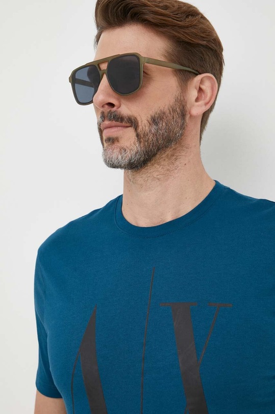 Armani Exchange t-shirt bawełniany turkusowy 8NZTPA.ZJH4Z