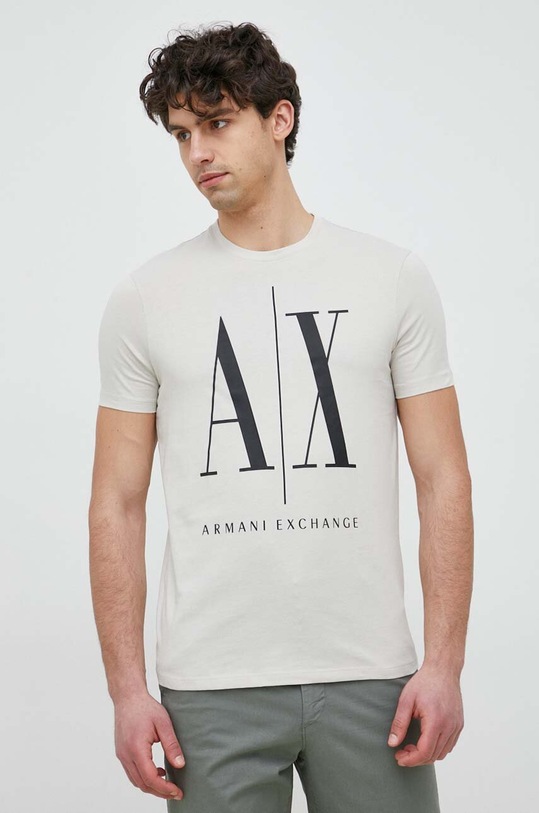 Armani Exchange t-shirt bawełniany nadruk beżowy 8NZTPA.ZJH4Z