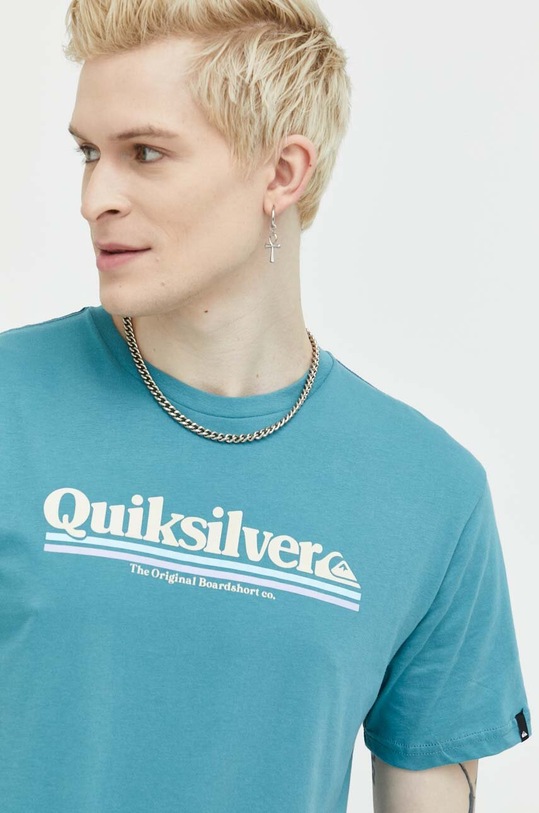 Quiksilver tricou din bumbac turcoaz EQYZT07216